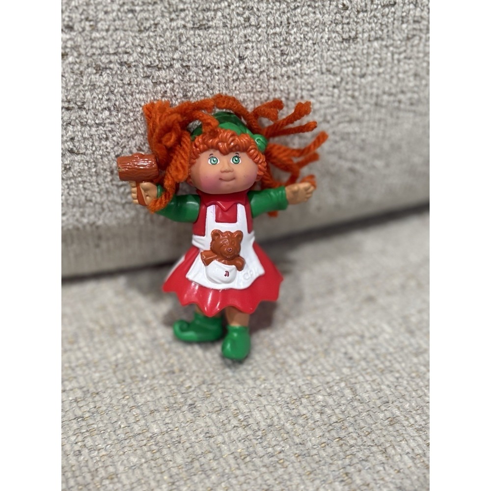 Vintage Cabbage Patch Kids Mini Figure‎ – Red Hair Elf Girl with Teddy Apron
